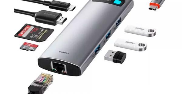 Adaptador Baseus Usb-c Hub Hdmi4k Rj45 Sd Macbook Apple 8en1