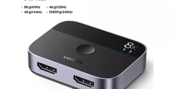 Adaptador Splitter Switch 2en1 UGREEN HDMI 2.1 8K 4K 120Hz Dolby AC
