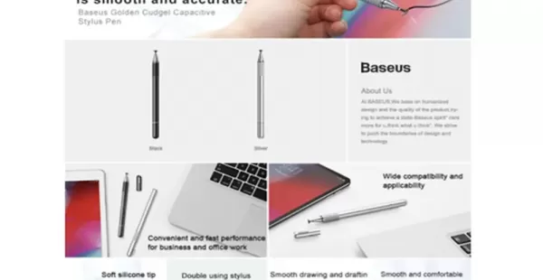Baseus Universal Stylus Pencil Multifunción 2 en 1 Para iPad, iPhone, Samsung, Xiaomi, Huawei