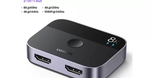 Adaptador Splitter Switch 2en1 UGREEN HDMI 2.1 8K 4K 120Hz Dolby AC