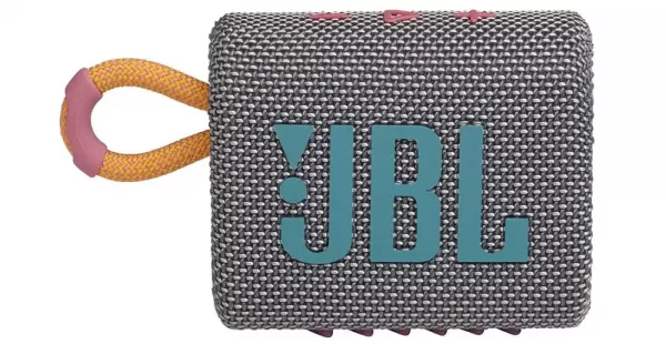 Parlante bluetooth JBL Go 3 potencia 4.2W, resistente al agua IPX7, hasta 5 horas de reproducción, gris
