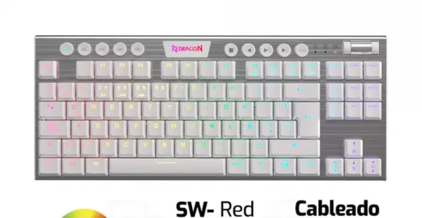 TECLADO REDRAGON HORUS TKL WHITE SWITCH RED WIRELESS ESPAÑOL 
