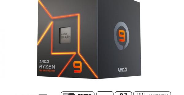 PROCESADOR AMD RYZEN 9 7900 AM5, CON GRAFICOS RADEON,3.7GHZ, 64MB 