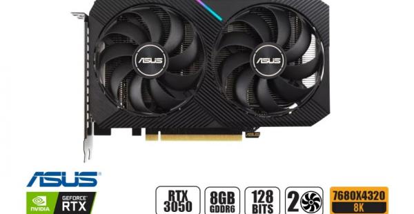 TARJETA DE VIDEO ASUS RTX3050 OC 8GB GDDR6 NVIDIA DUAL 128BITS
