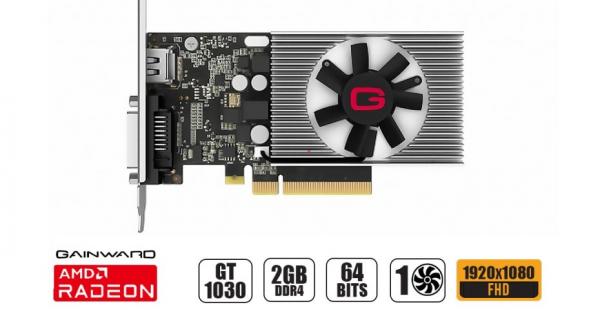TARJETA DE VIDEO GAINWARD GT 1030 2GB DDR4 GEFORCE NVIDIA 64 BITS, 1 VENTILADOR