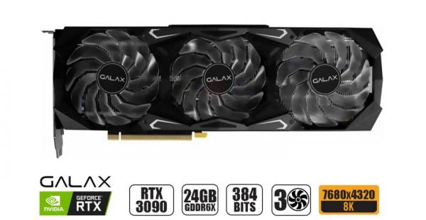 TARJETA DE VIDEO GALAX SG RTX 3090 OC 24GB GDDR6X GEFORCE NVIDIA 384 BITS, GRAFICO PARA VIDEOJUEGOS, 3 VENTILADORES