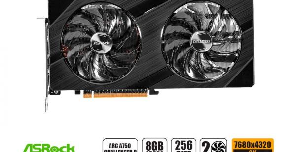 TARJETA DE VIDEO ASROCK ARC A750 CHALLENGER D 8GB GDDR6 INTEL 256BITS