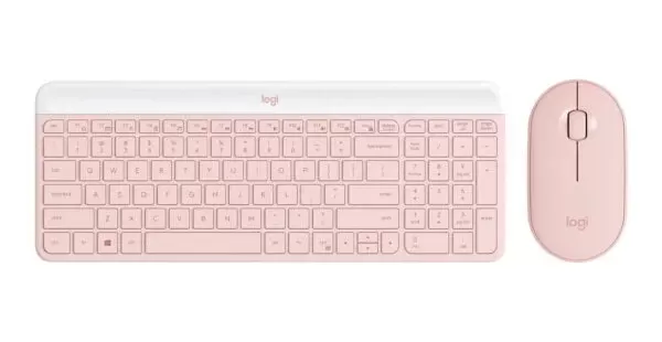 COMBO TECLADO LOGITECH + MOUSE MK470 INALÁMBRICO SLIM USB ROSA